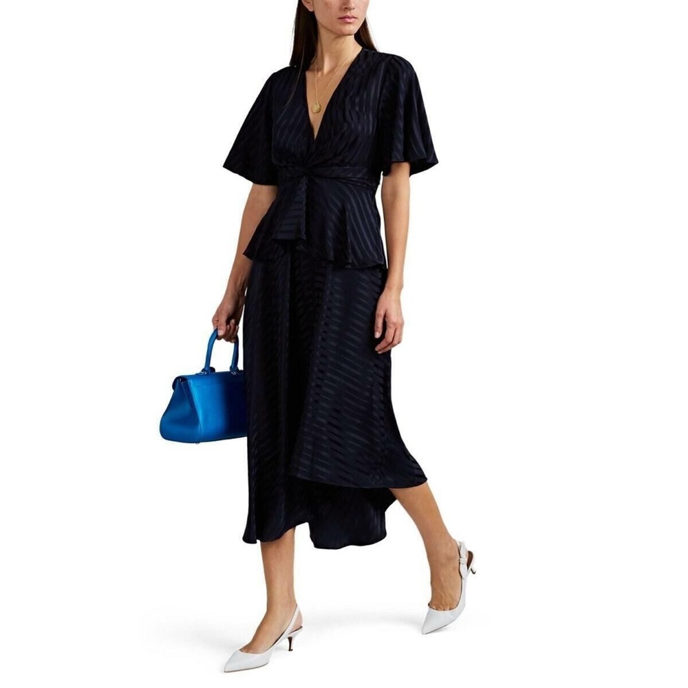 ALC Avi Silk Dress in Navy Stripe